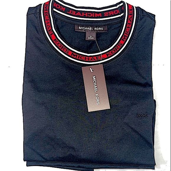 Michael Kors MK T-shirt black red white trim Mens Size Small Medium Large NWT - Picture 13 of 14